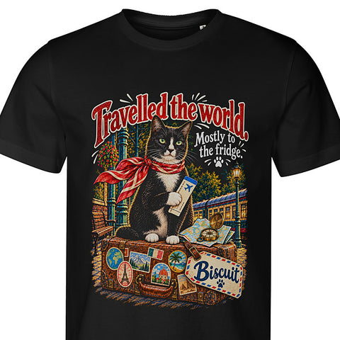World Traveller: cat portrait t-shirt