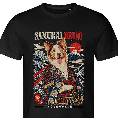 The Samurai Wave: dog portrait t-shirt