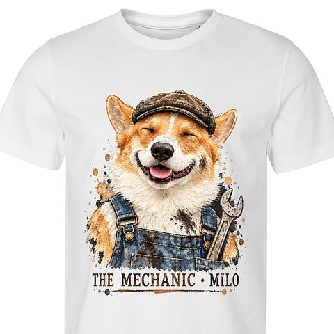 The Mechanic: dog portrait t-shirt