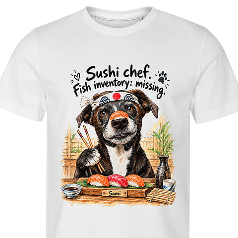 Sushi Chef: dog portrait t-shirt