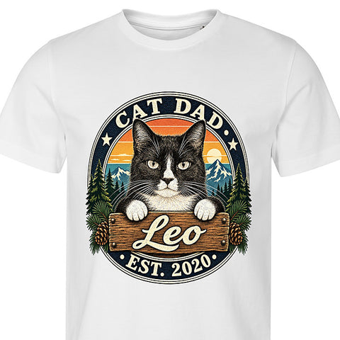 Cat Dad · Badge: cat portrait t-shirt