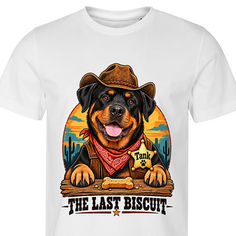 The Last Biscuit: dog portrait t-shirt