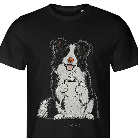 Morning Coffee: dog portrait t-shirt