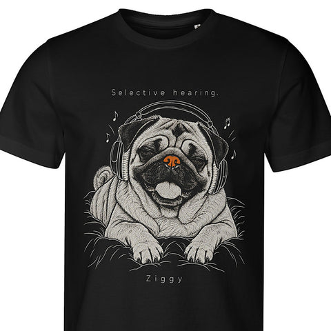 Selective Hearing: dog portrait t-shirt