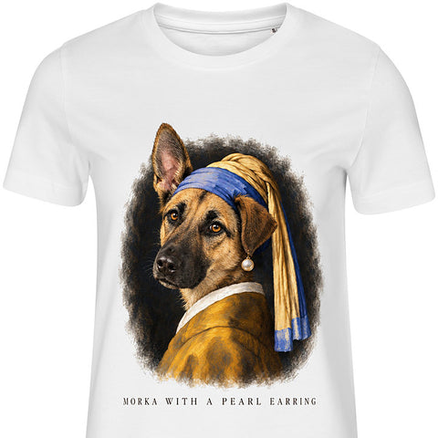 Girl with a Pearl Earring: dog portrait t-shirt
