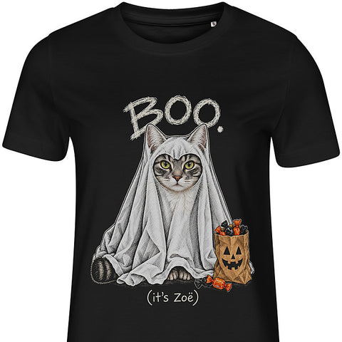 Boo Ghost: cat portrait t-shirt
