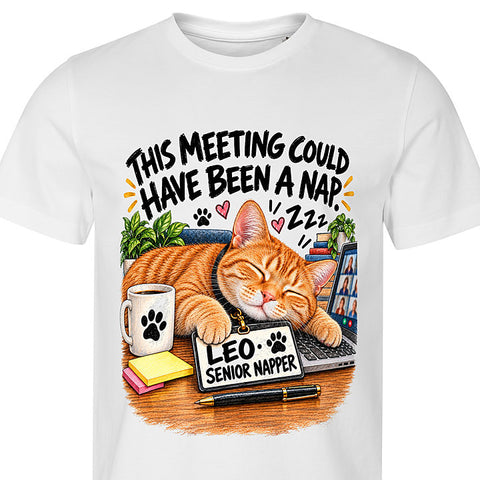 Meeting Nap: cat portrait t-shirt