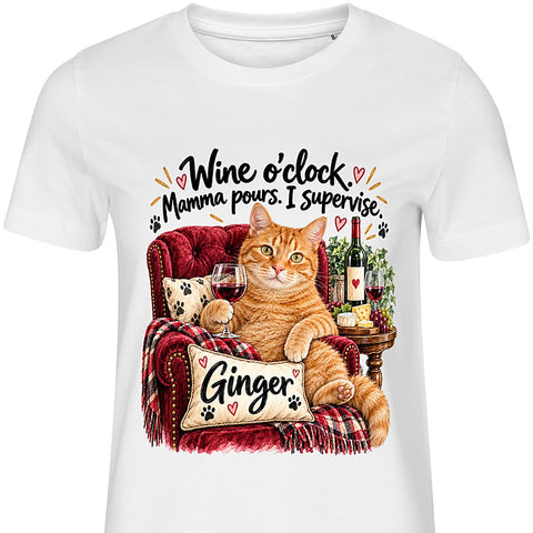 Wine O’Clock: cat portrait t-shirt