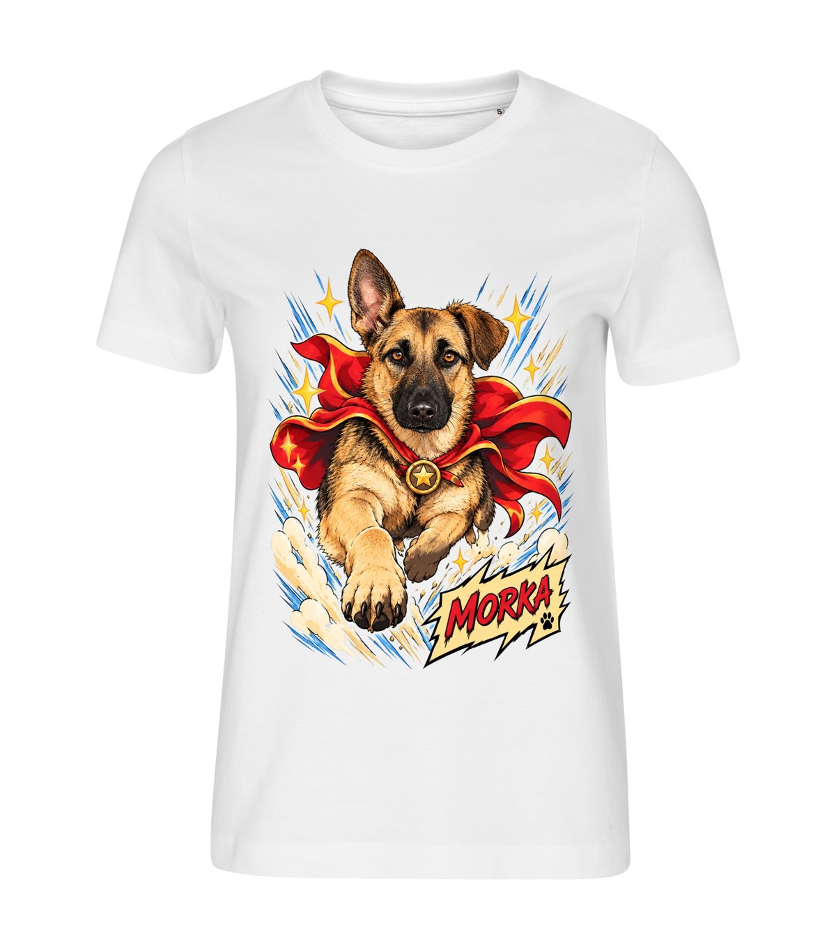 Anime Hero – women white t-shirt with a dog portrait