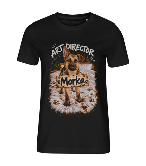 Art Director – women black t-shirt with a dog portrait