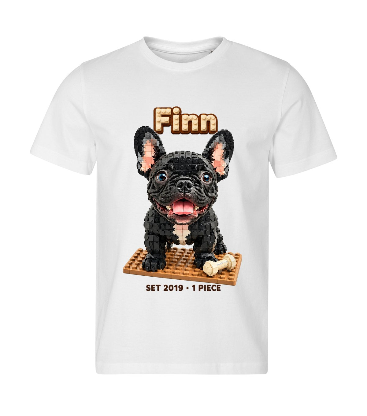Building Brick – men white t-shirt with a dog portrait