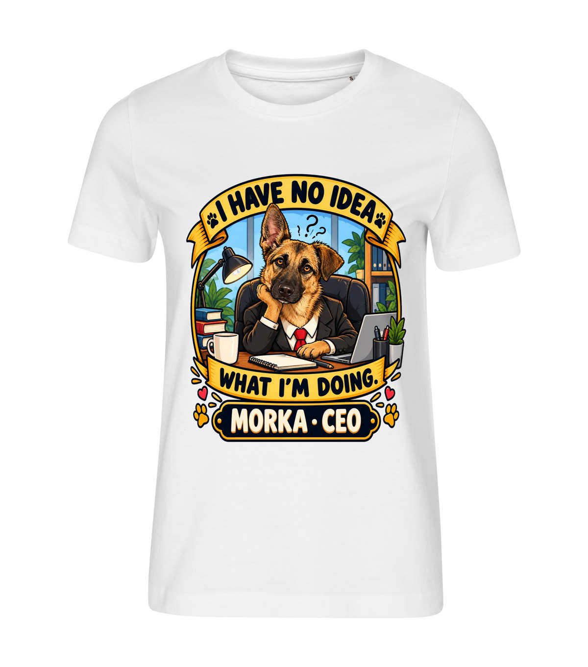CEO – women white t-shirt with a dog portrait