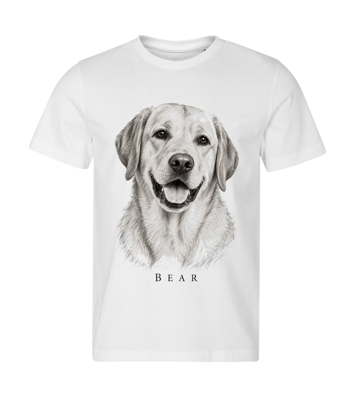 Charcoal Study – men white t-shirt with a dog portrait