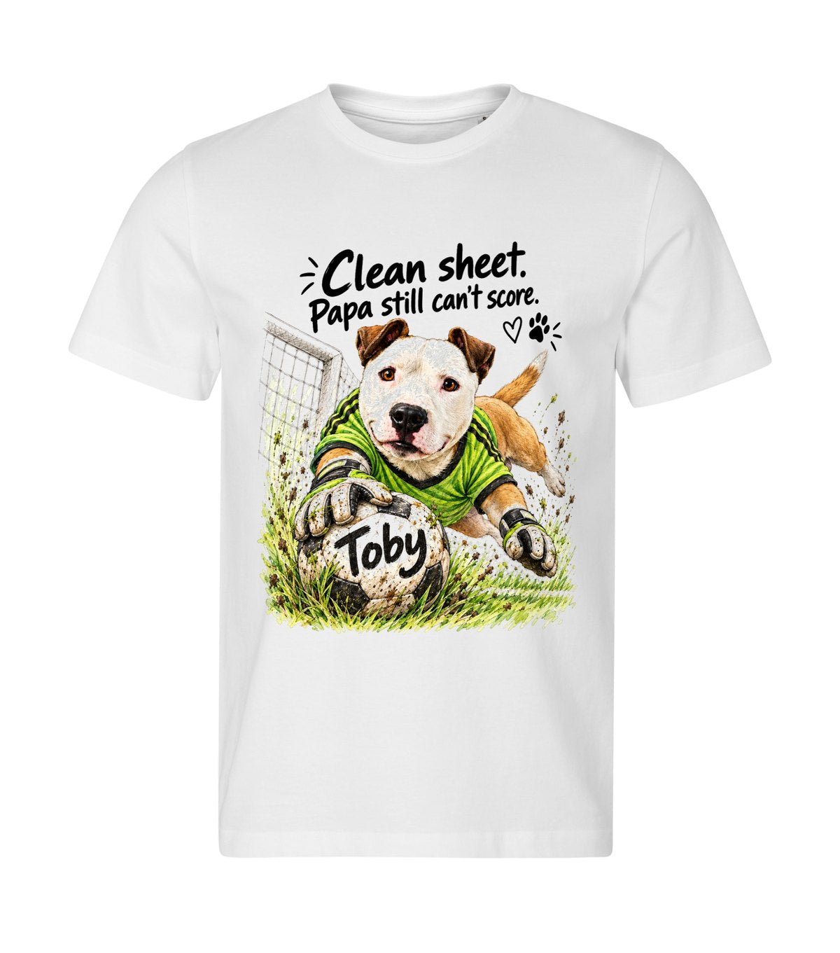 Clean Sheet – men white t-shirt with a dog portrait