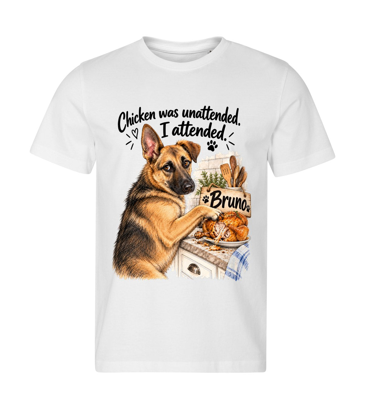 Counter Surfer – men white t-shirt with a dog portrait