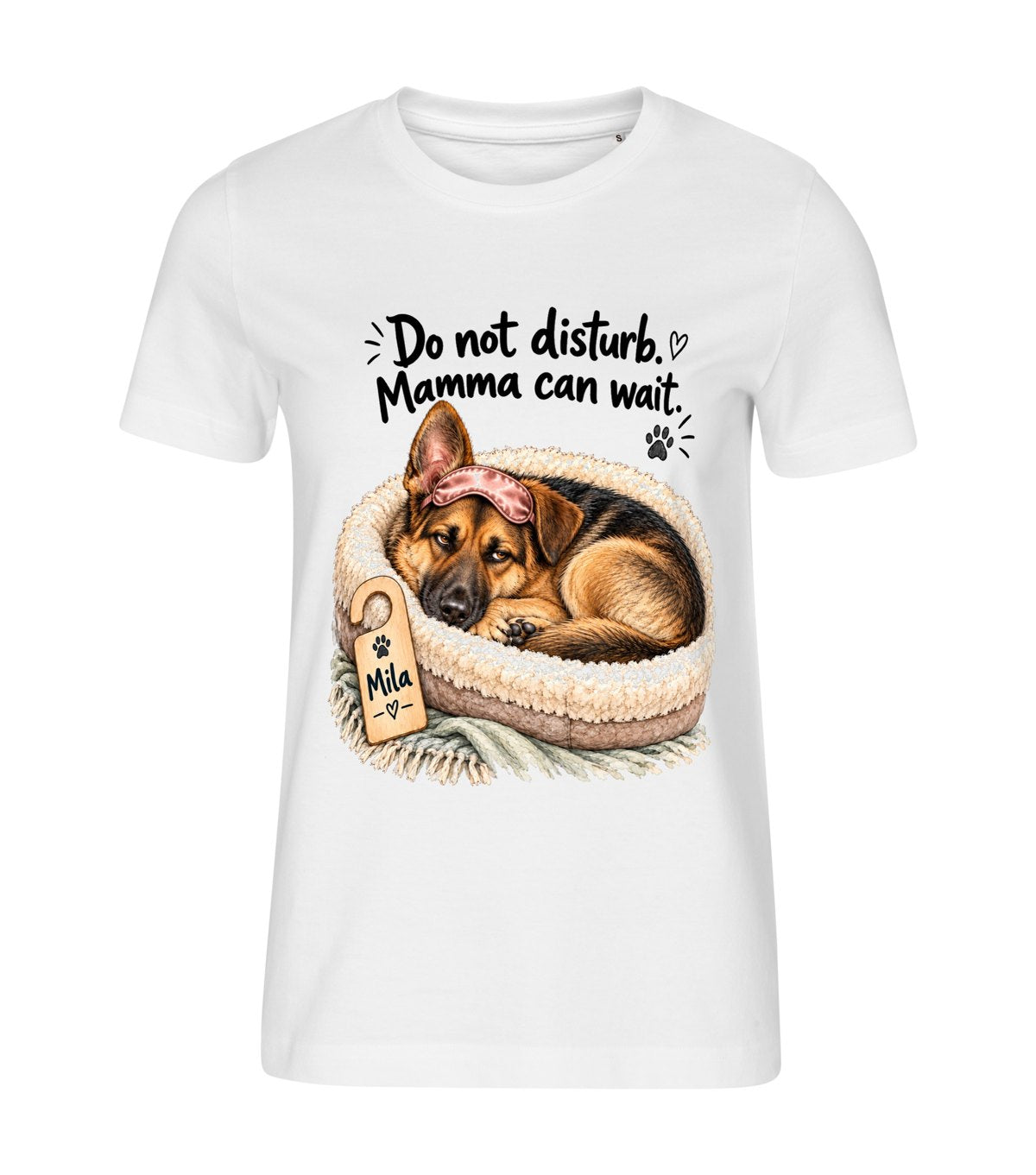 Do Not Disturb – women white t-shirt with a dog portrait