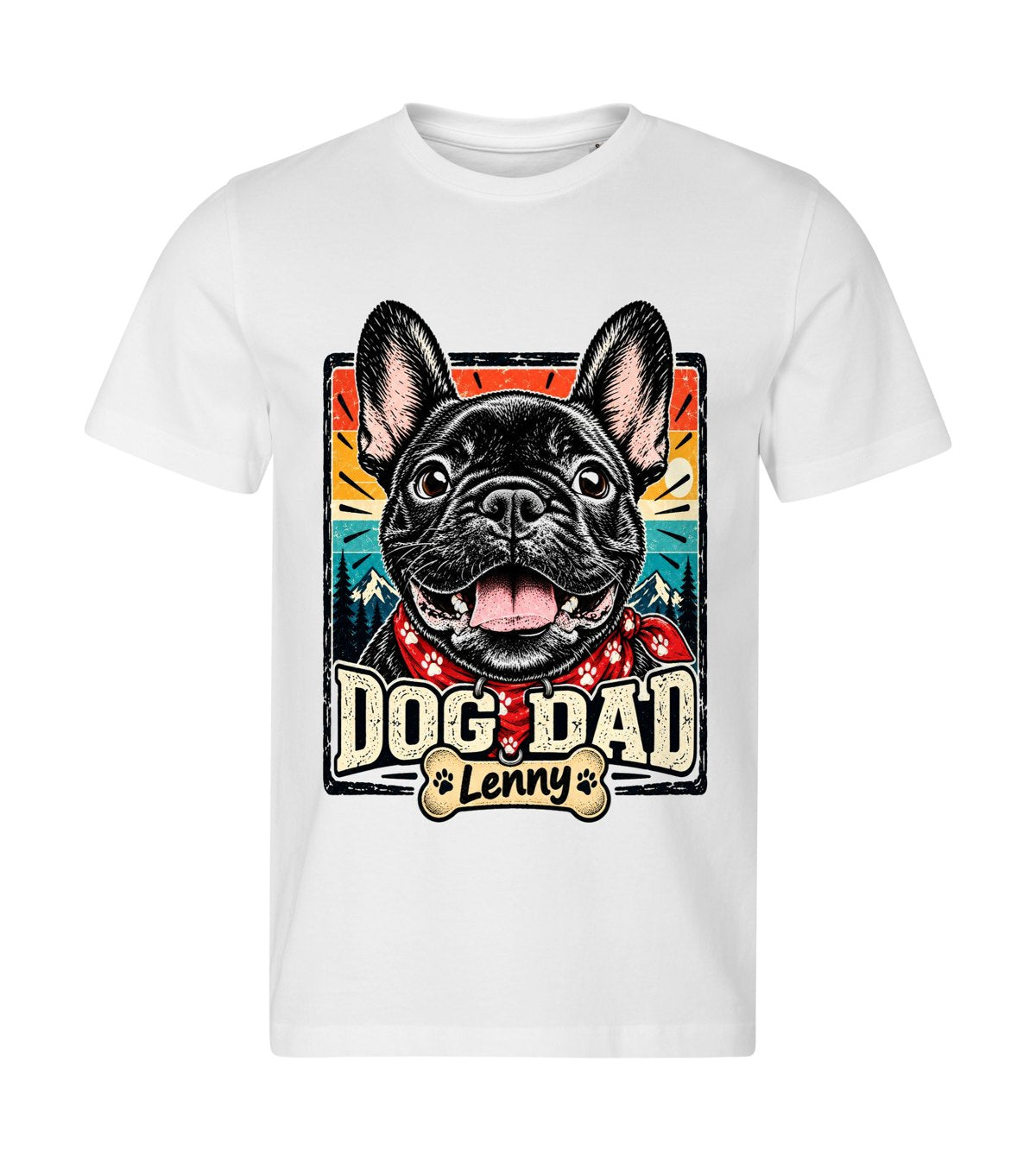 Dog Dad · Linocut – men white t-shirt with a dog portrait