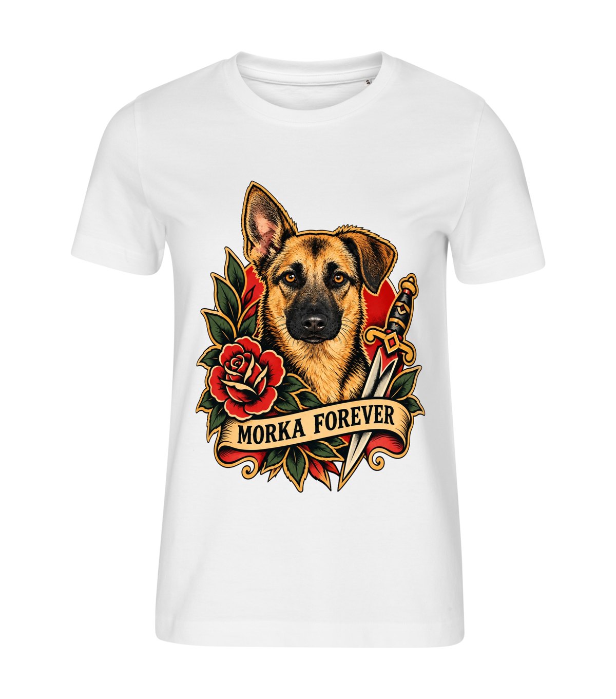 Forever Tattoo – women white t-shirt with a dog portrait