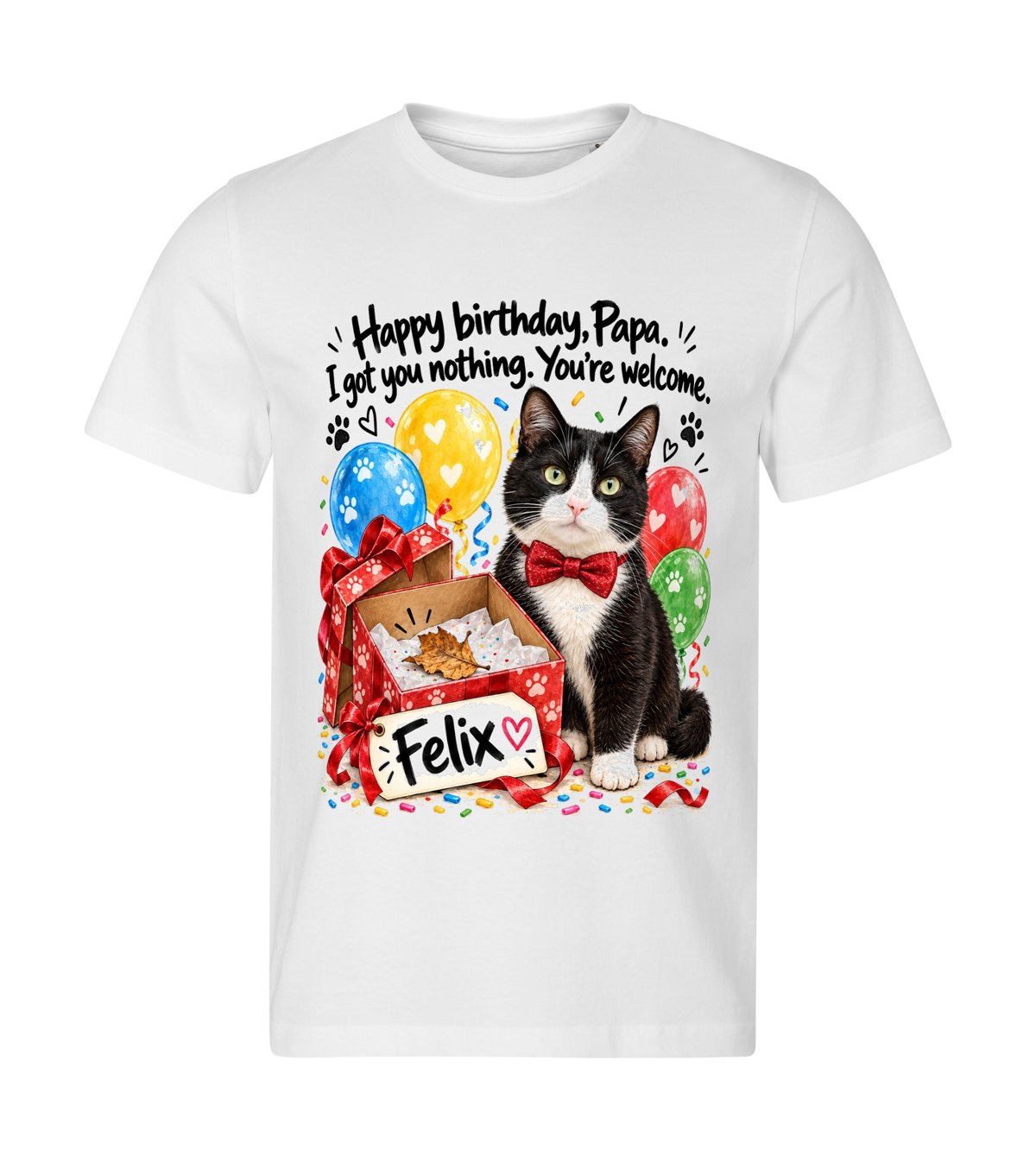 Got You Nothing – men white t-shirt with a cat portrait