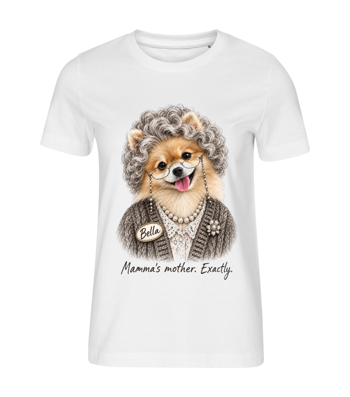 Grandma – women white t-shirt with a dog portrait