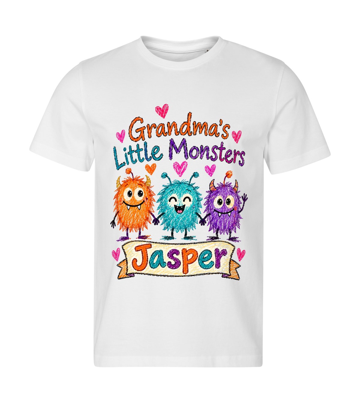 Grandma's Little Monsters – men white t-shirt with a dog portrait
