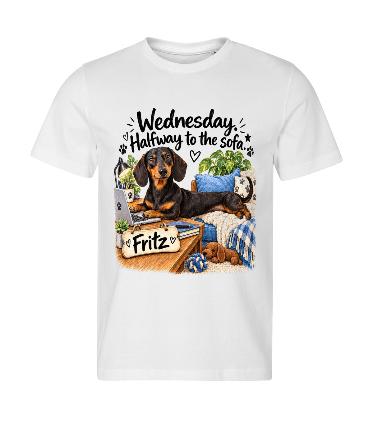 Hump Day – men white t-shirt with a dog portrait