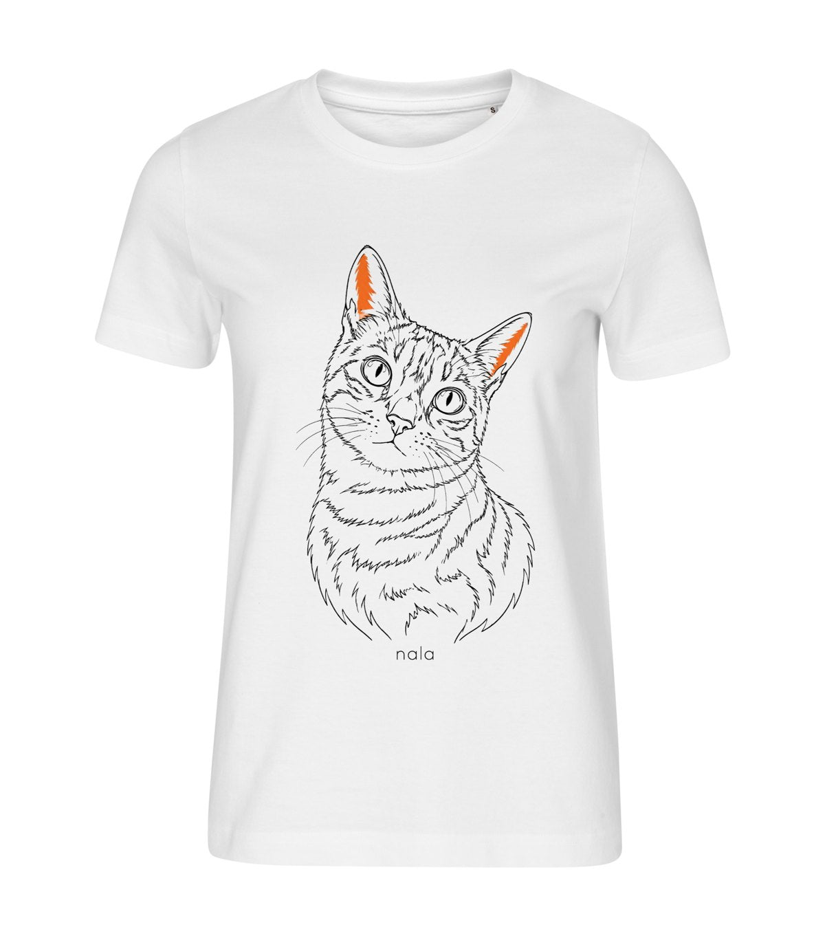 Line Art · Bengal Cat – women white t-shirt with a cat portrait