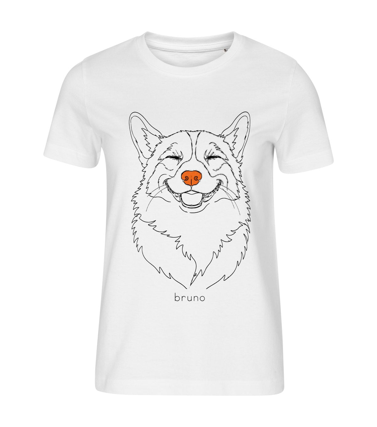 Line Art · Corgi – women white t-shirt with a dog portrait