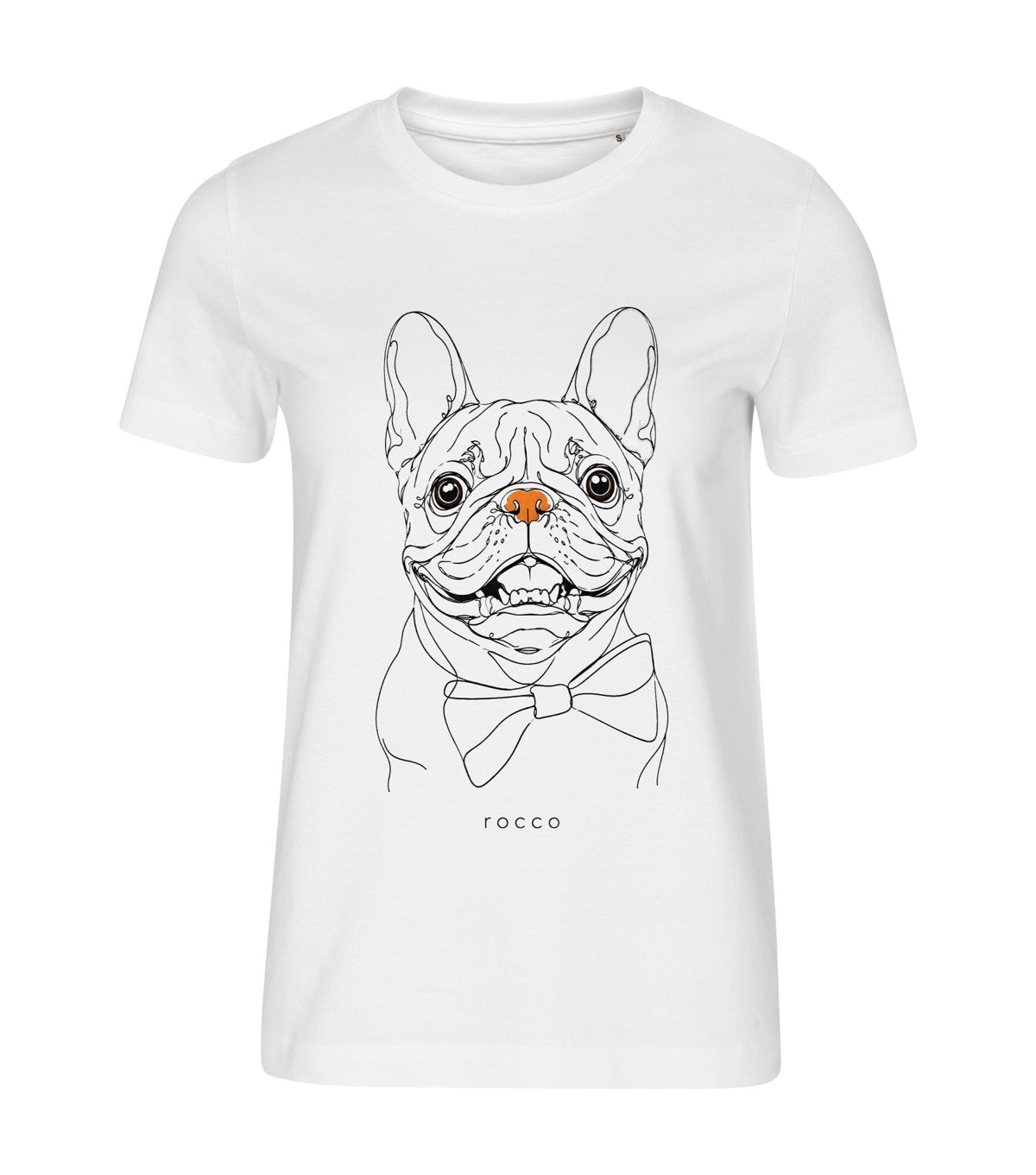 Line Art · French Bulldog – women white t-shirt with a dog portrait