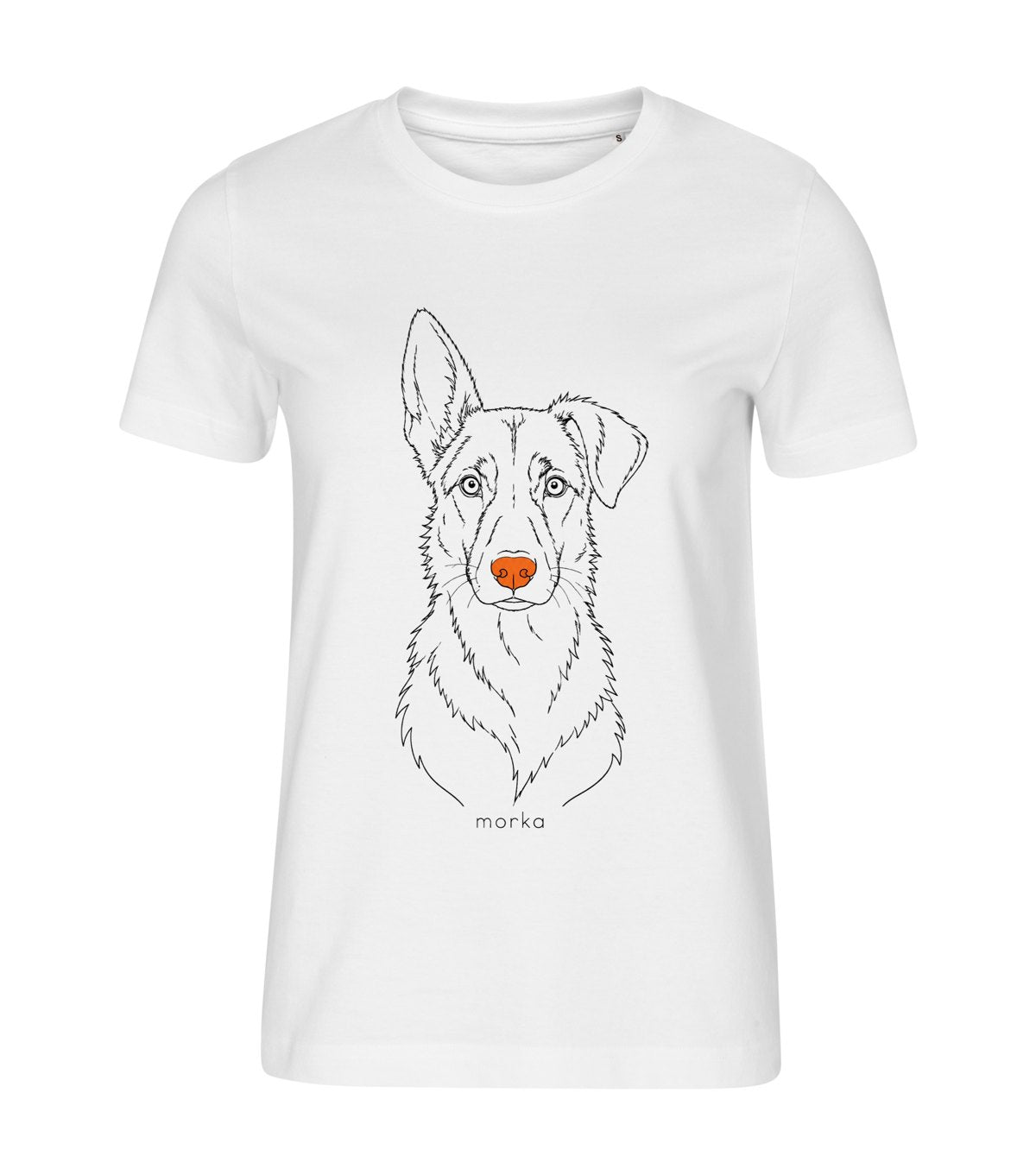 Line Art · Shepherd – women white t-shirt with a dog portrait