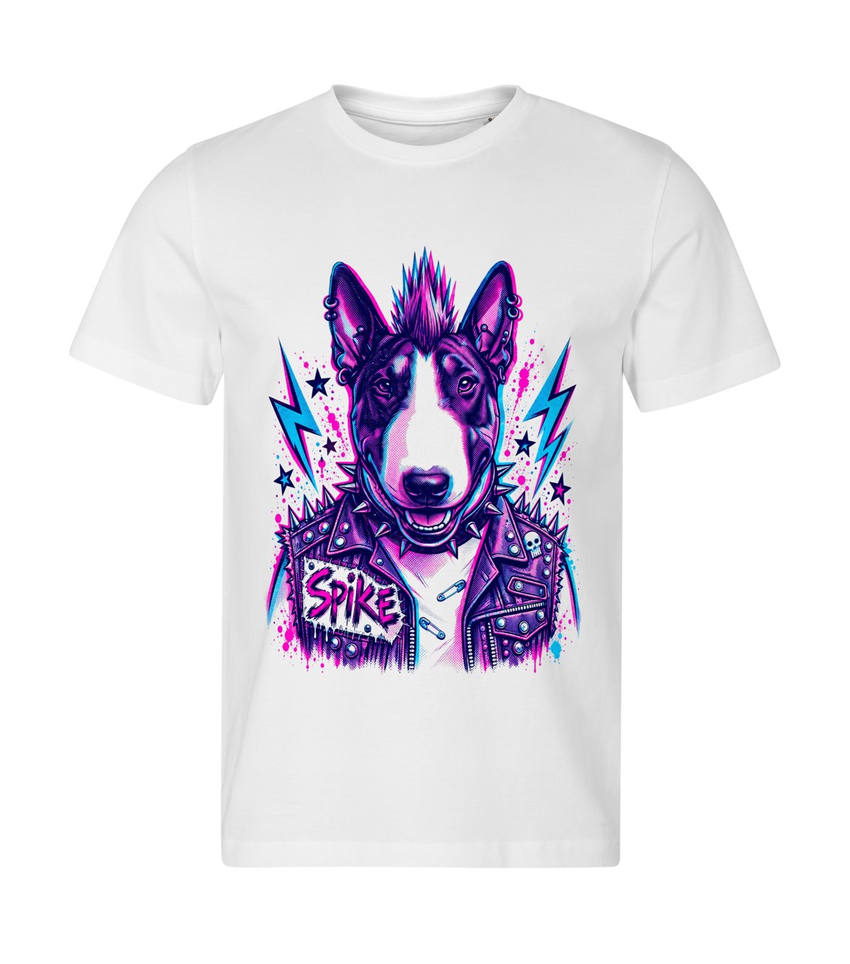 Punk Rocker – men white t-shirt with a dog portrait