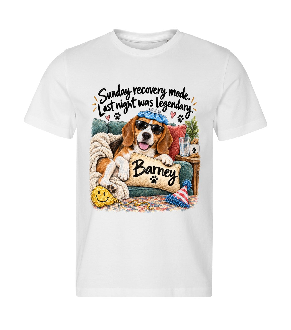 Recovery Mode – men white t-shirt with a dog portrait