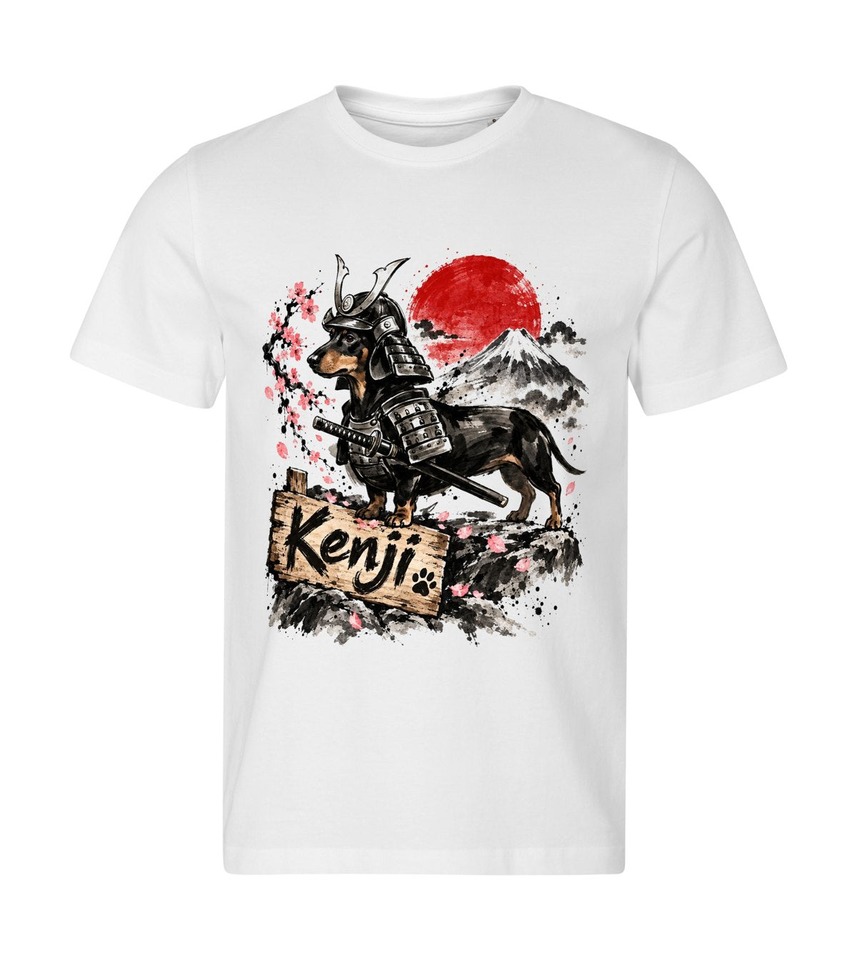 Samurai Ink – men white t-shirt with a dog portrait