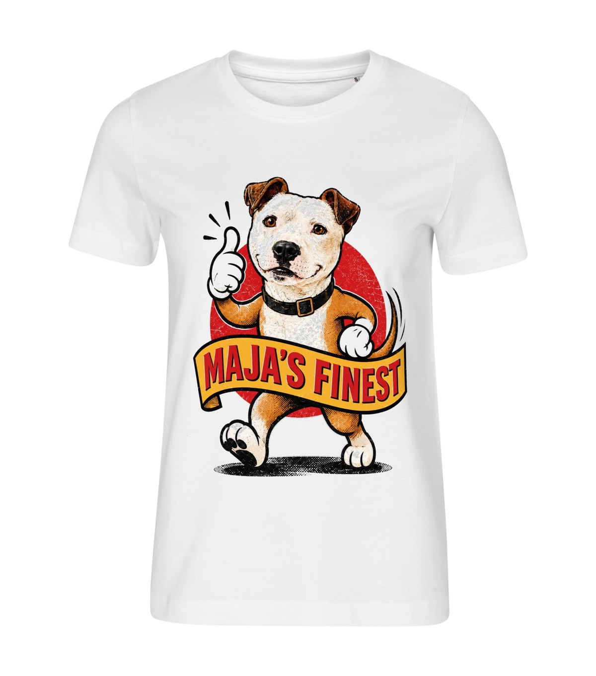 Team Mascot – women white t-shirt with a dog portrait