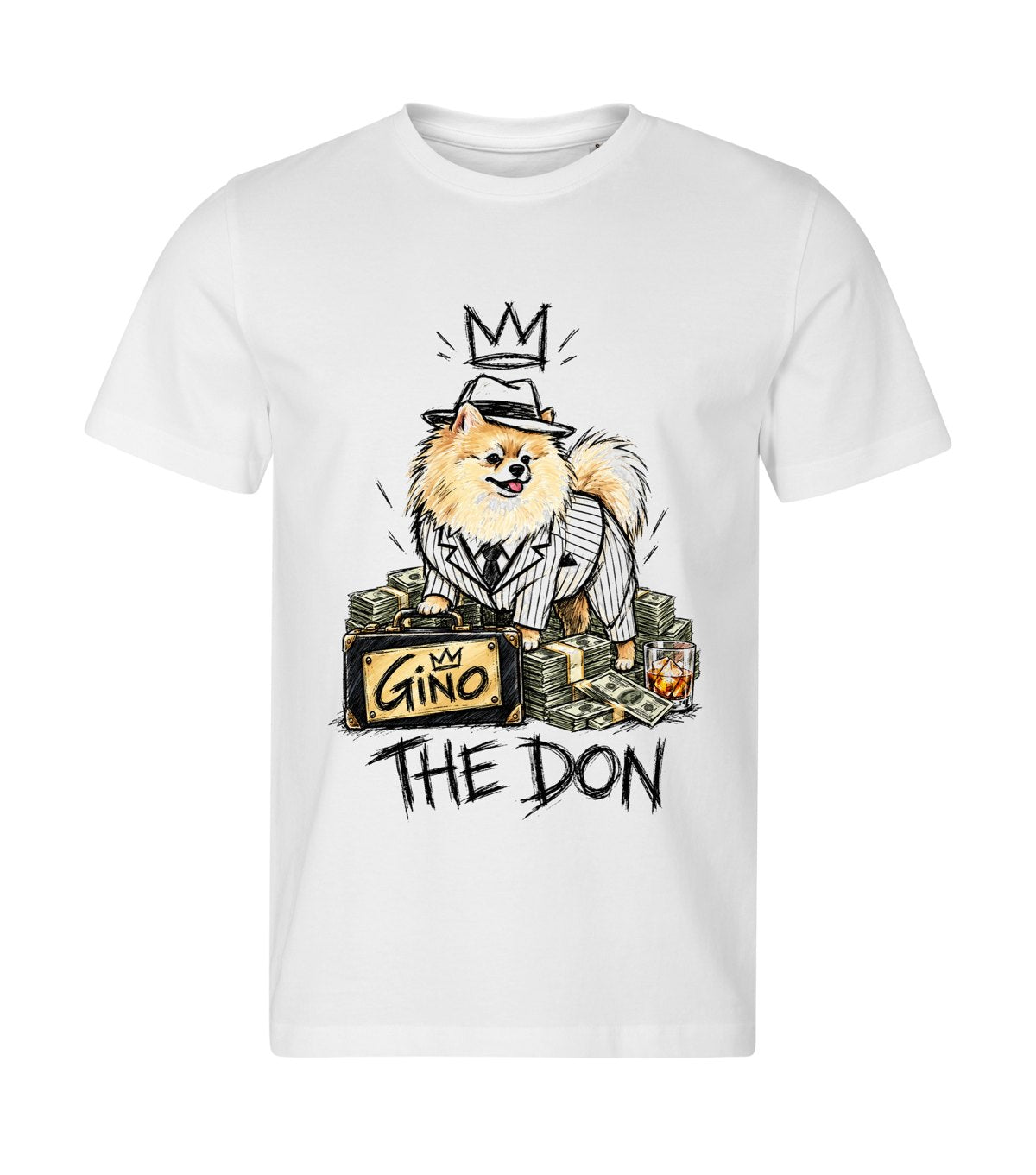The Don – men white t-shirt with a dog portrait