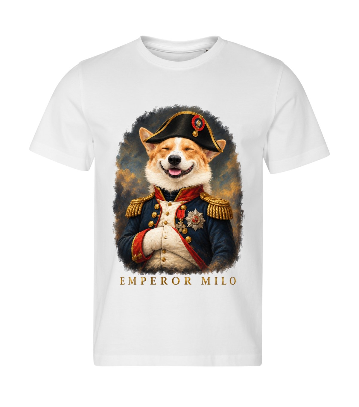 The Emperor – men white t-shirt with a dog portrait