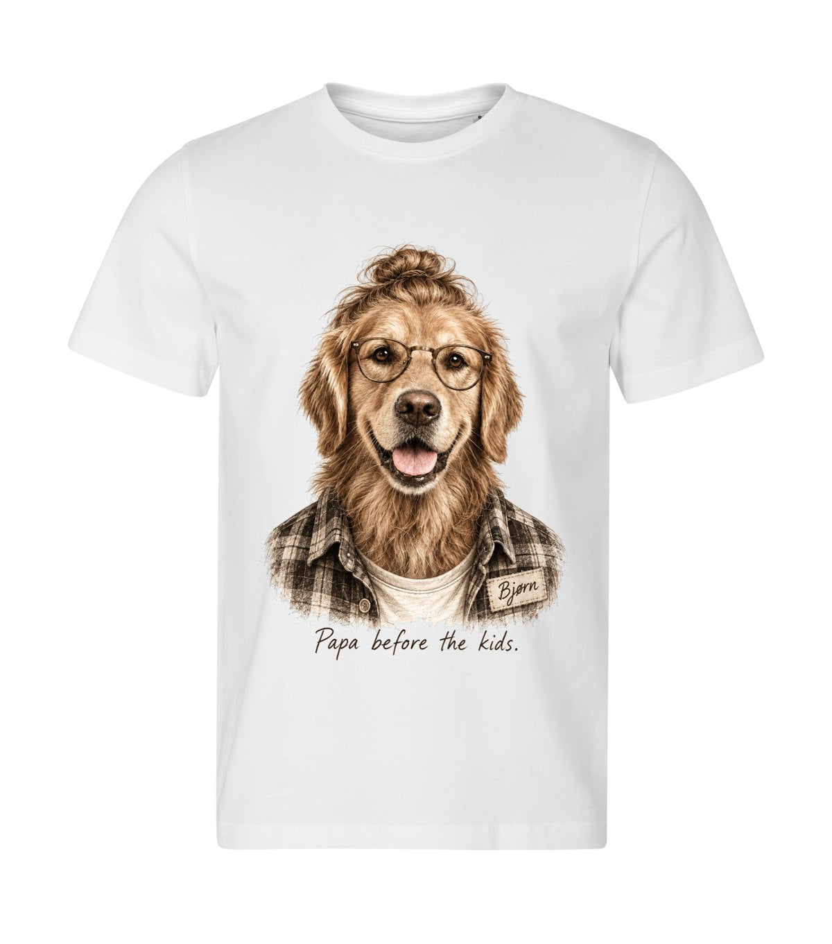 The Hipster – men white t-shirt with a dog portrait