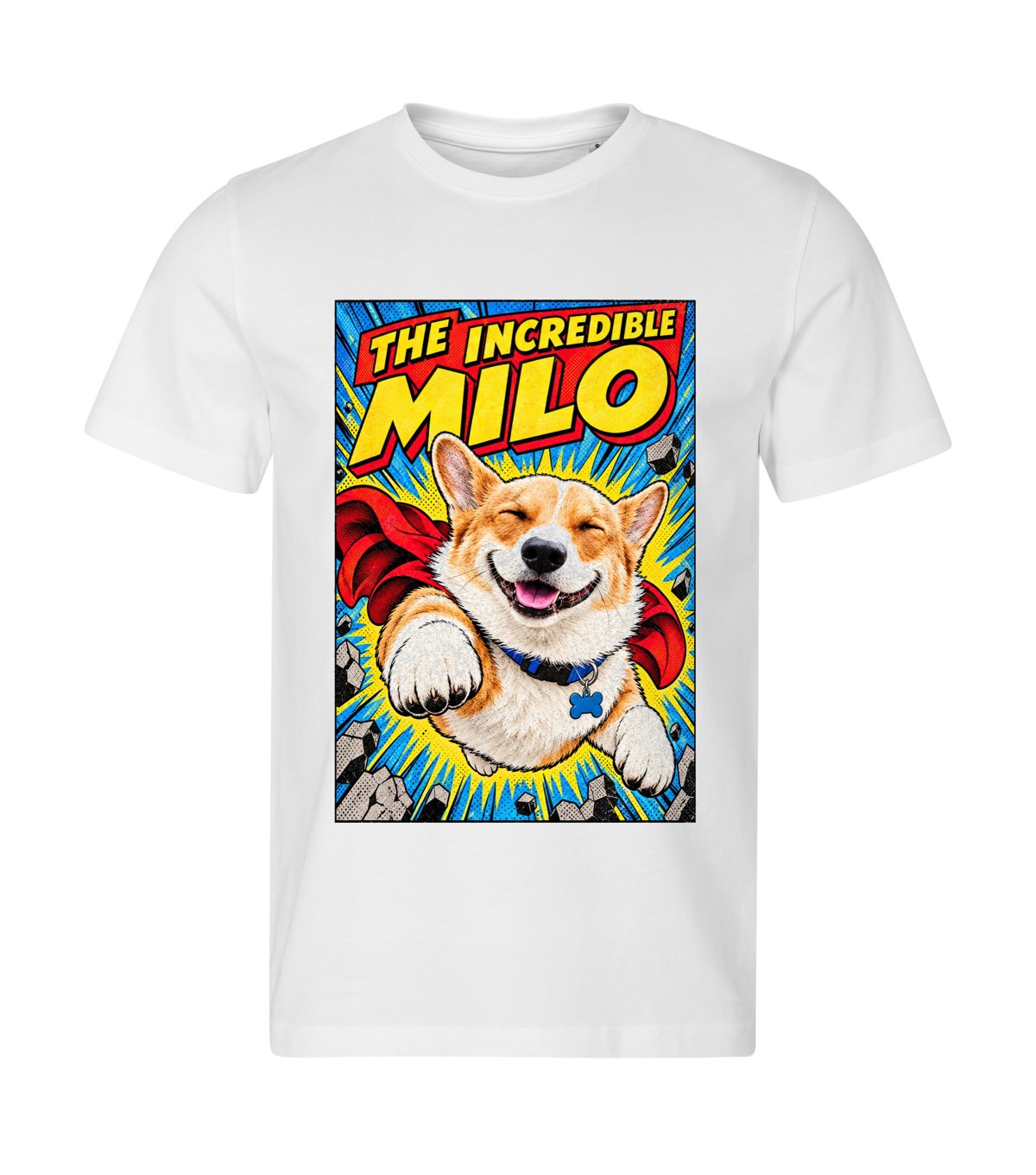 The Incredible – men white t-shirt with a dog portrait