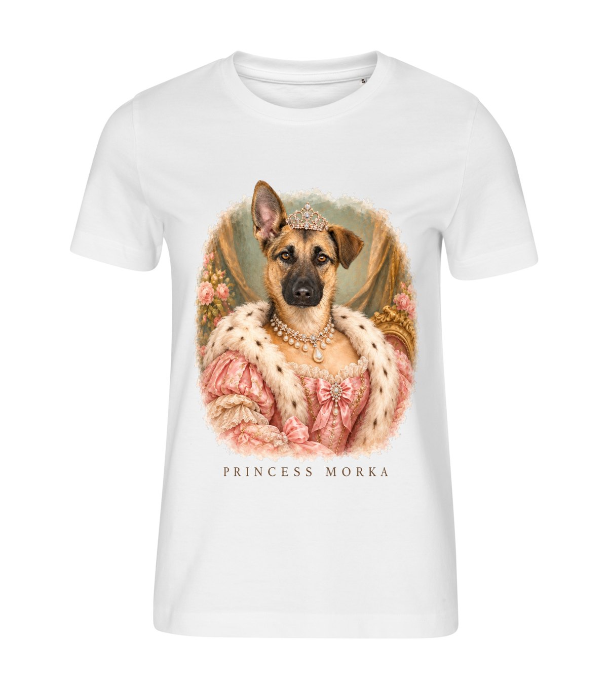 The Princess – women white t-shirt with a dog portrait