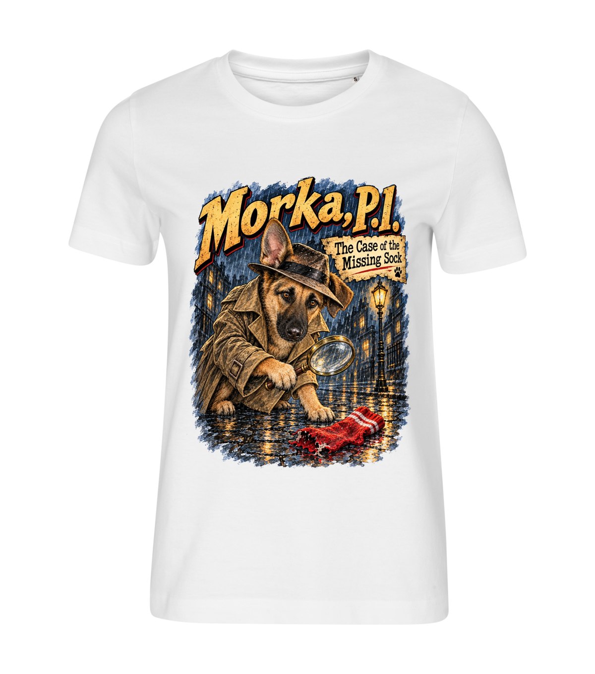 The Private Eye – women white t-shirt with a dog portrait