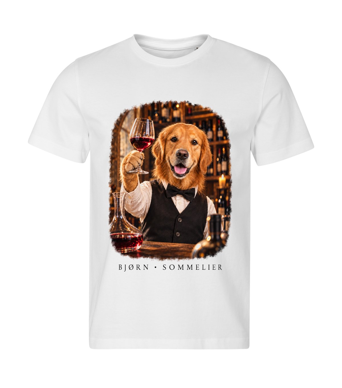The Sommelier – men white t-shirt with a dog portrait