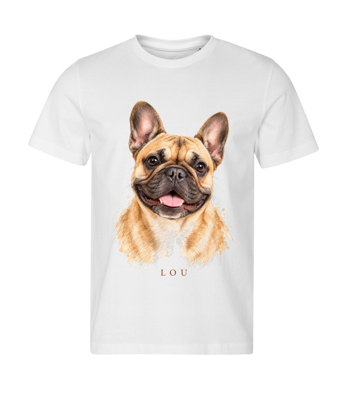 Watercolour Study – men white t-shirt with a dog portrait
