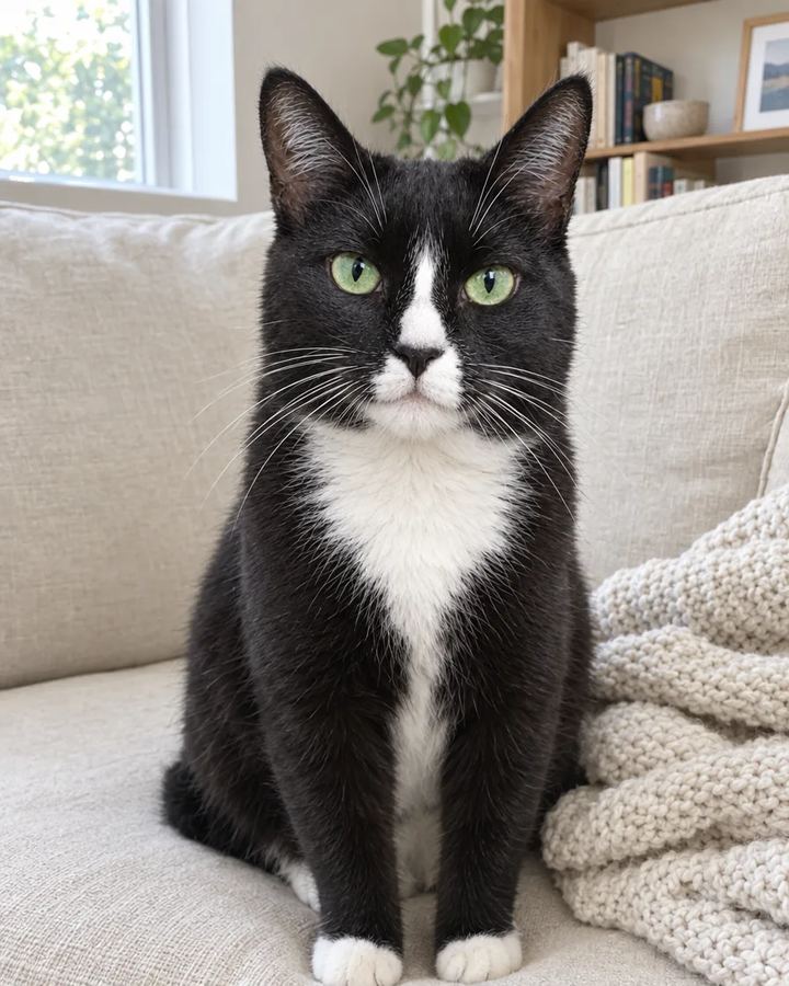 A normal phone photo of the cat