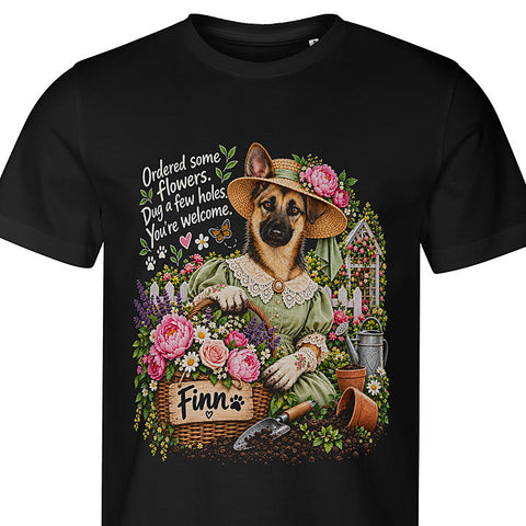 The Gardener: dog portrait t-shirt