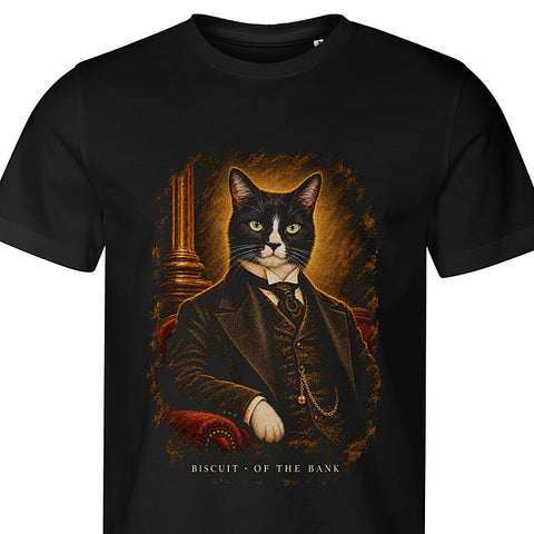 The Banker: cat portrait t-shirt