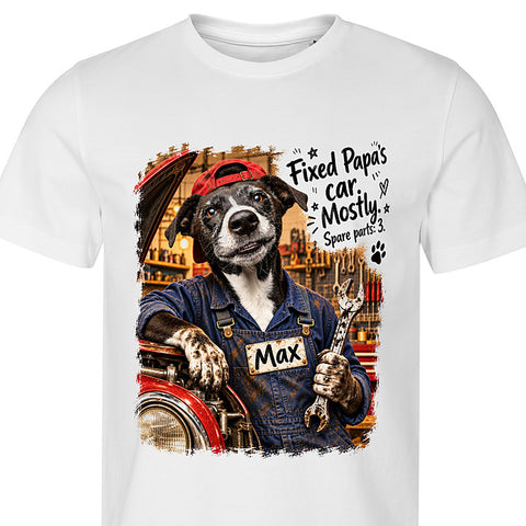 Car Mechanic: dog portrait t-shirt