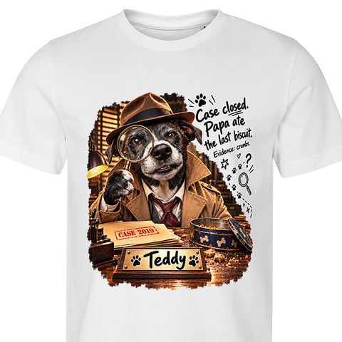 The Detective: dog portrait t-shirt