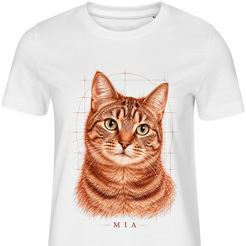 Sanguine Cat Study: cat portrait t-shirt