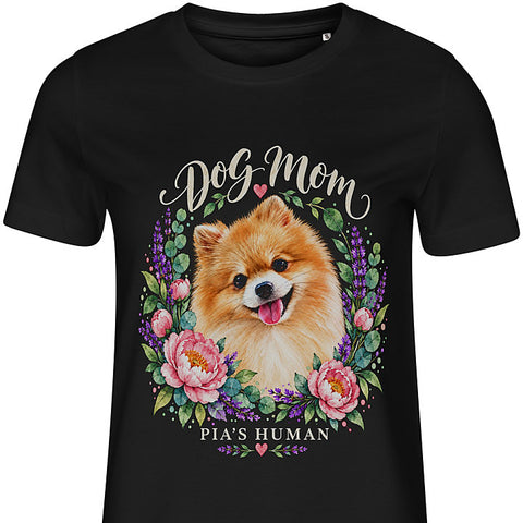 Dog Mom · Floral: dog portrait t-shirt