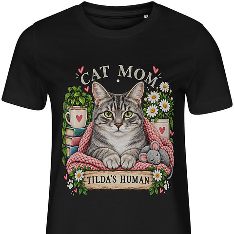Cat Mom · Botanical: cat portrait t-shirt